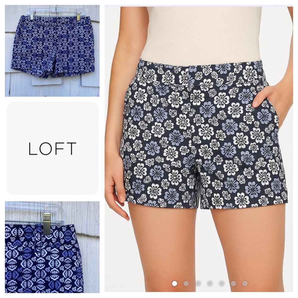 LOFT Ann Taylor Women's Blue Floral Print Shorts‎ Size 8